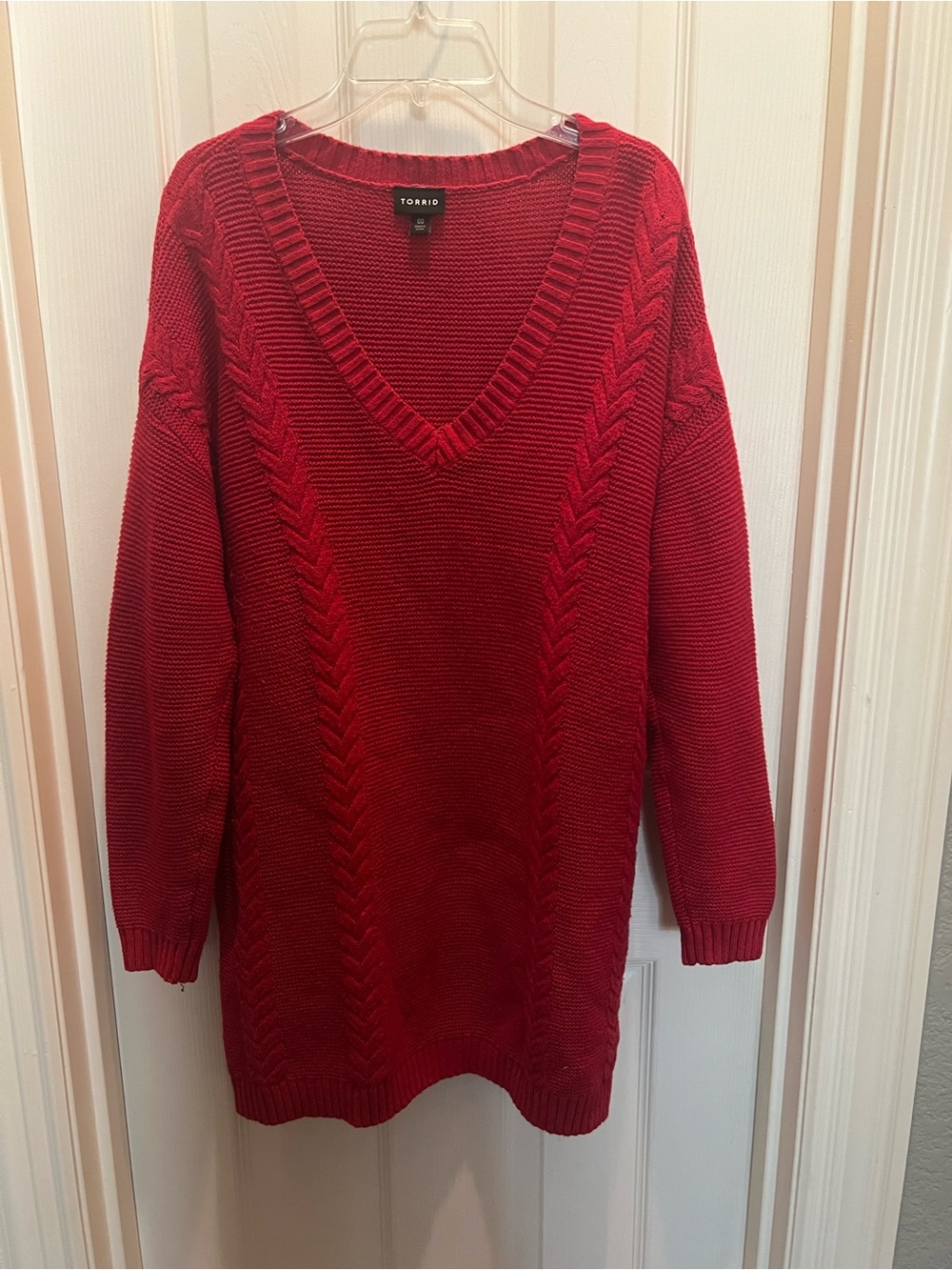 torrid Red V-Neck Cable Knit Pullover Sweater